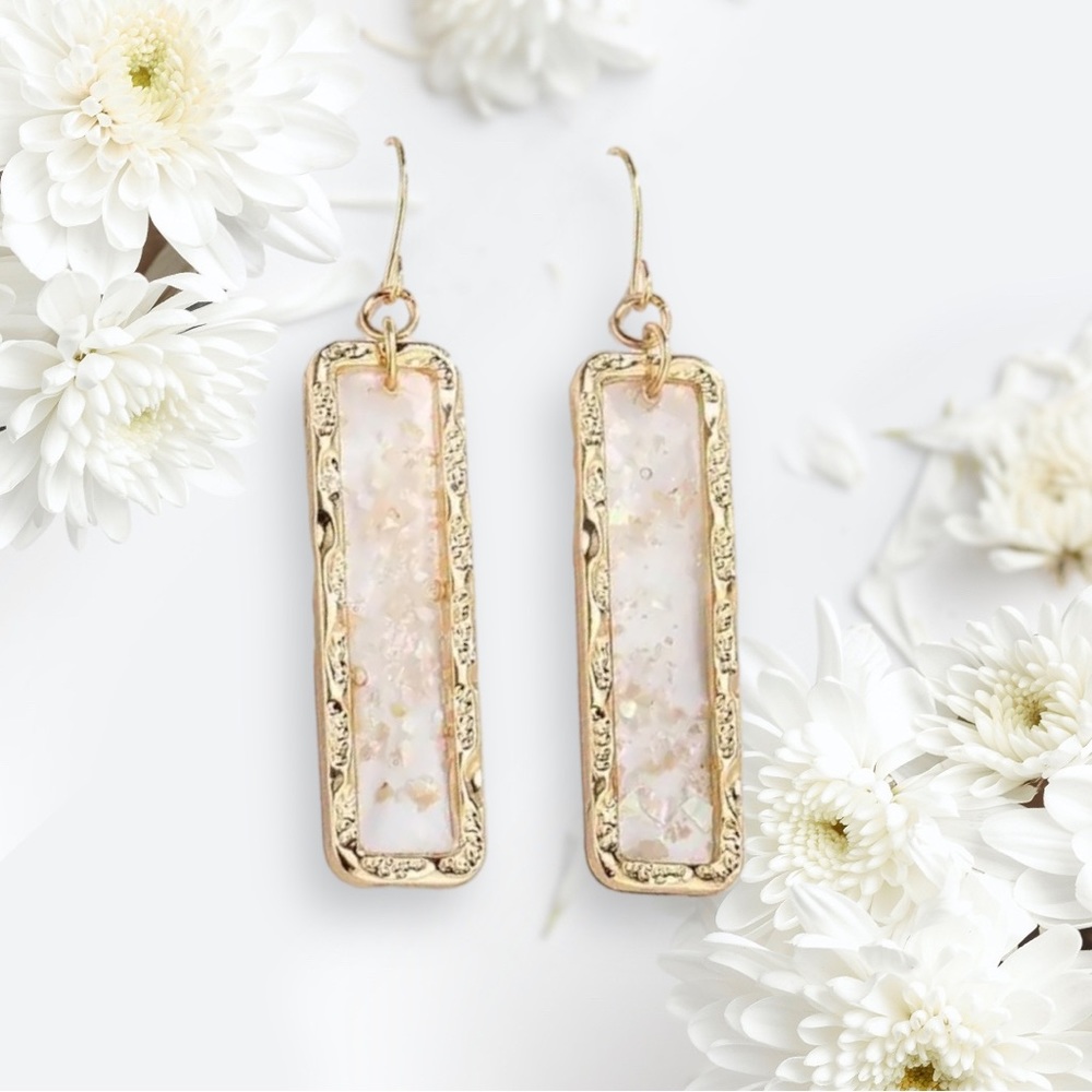 14k Gold Plated Rectangular Shell Earrings